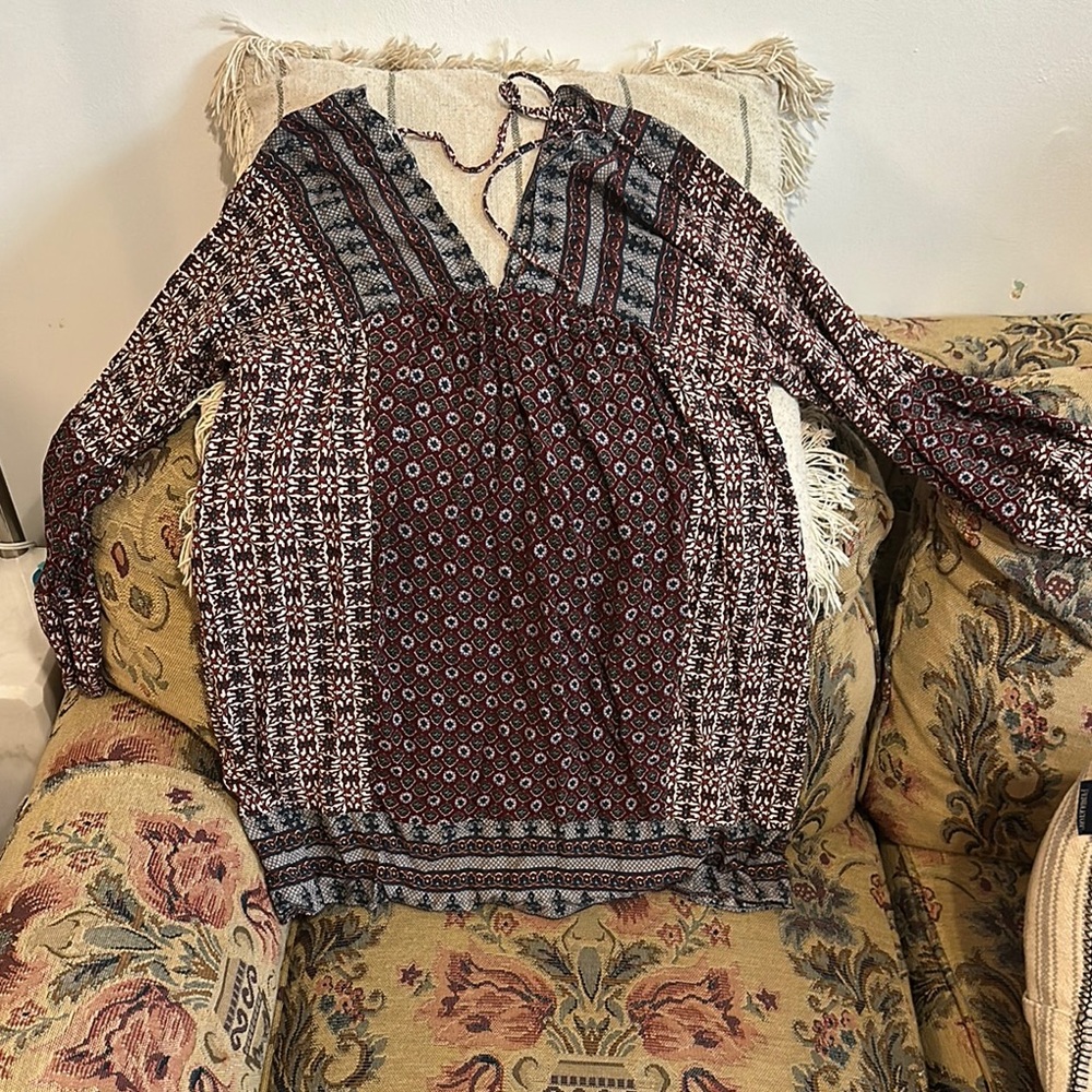 Cider Brown Tie Front Relaxed Blouse
